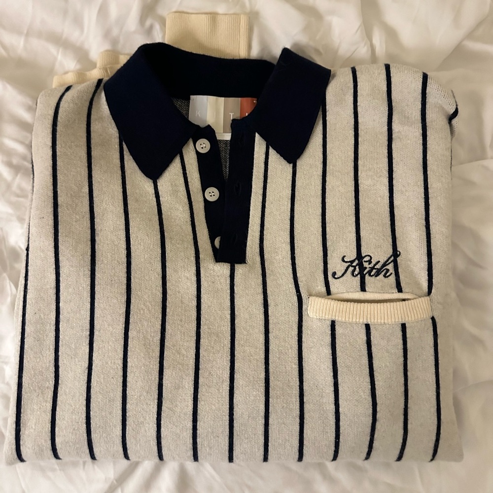 Sold- Kith SS22 Harmon Rugby Pullover in Sandrift